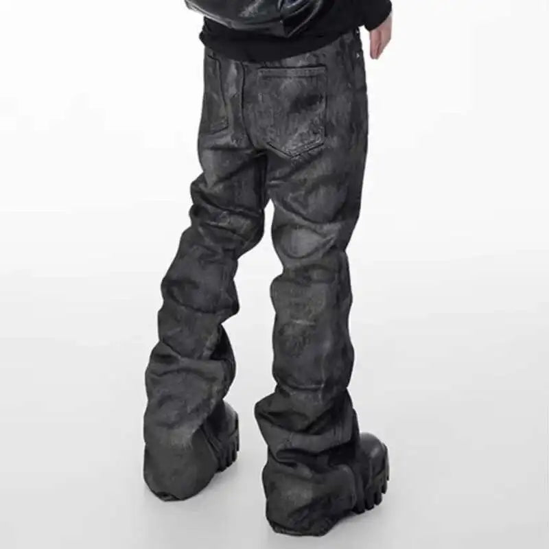 "Waxed Flared Jeans"